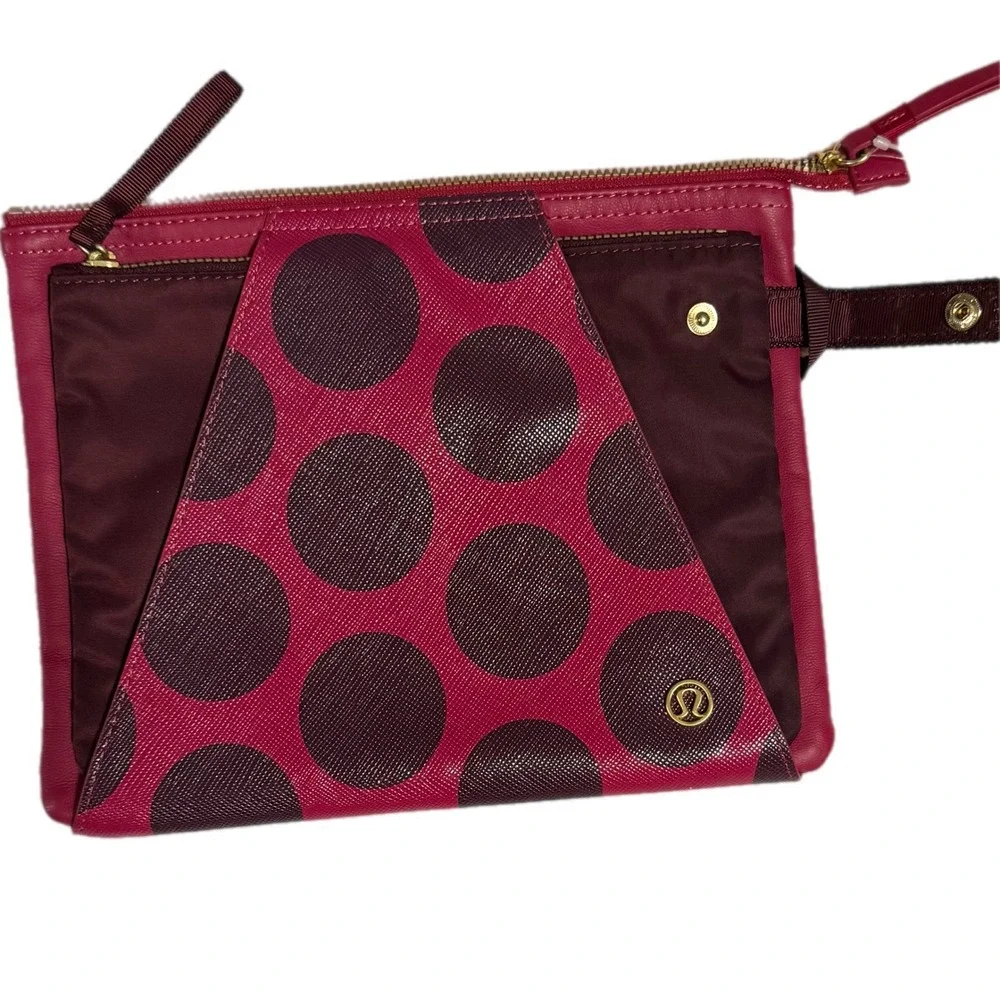 Lululemon In The Present Pouch Deep Ruby Bordeaux Drama Polka Dot W9M61S NWT